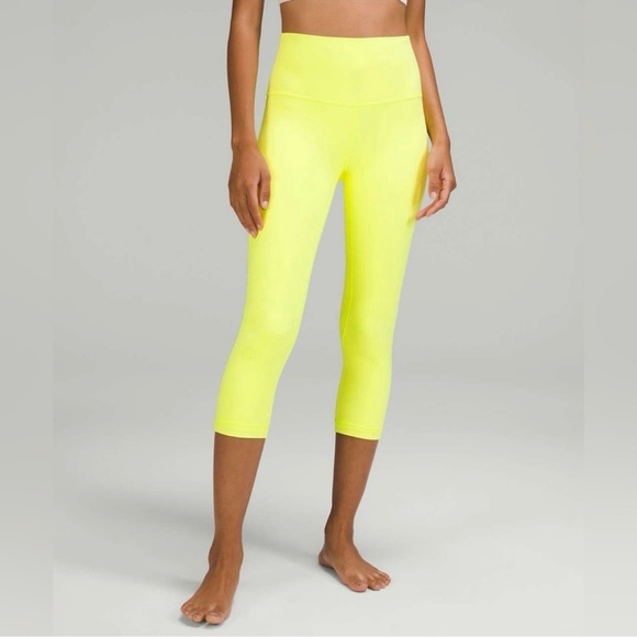 Lululemon Align HR Crop 21 “ Bright Yellow Women’s 12 NWT - Picture 1 of 9